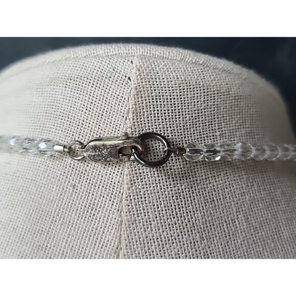 925 Sterling Silver Graduated Faceted Clear Glass Necklace Vintage - Picture 8 of 10